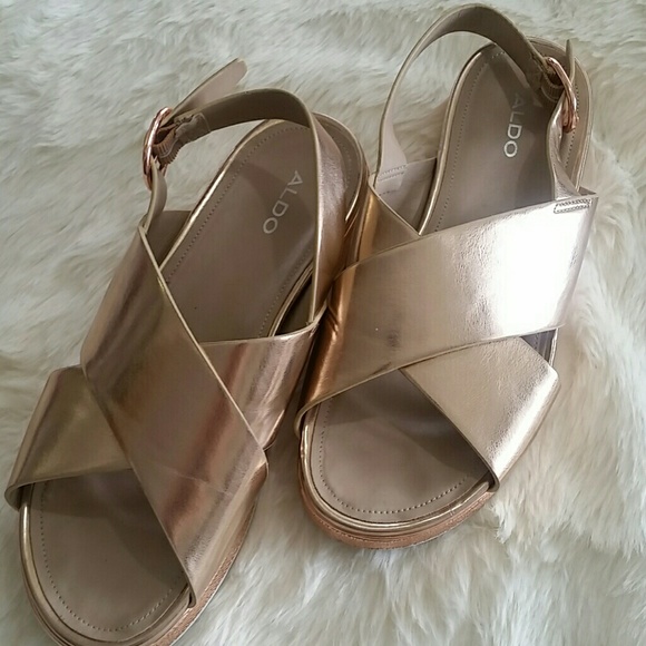 aldo rose gold platform sandals